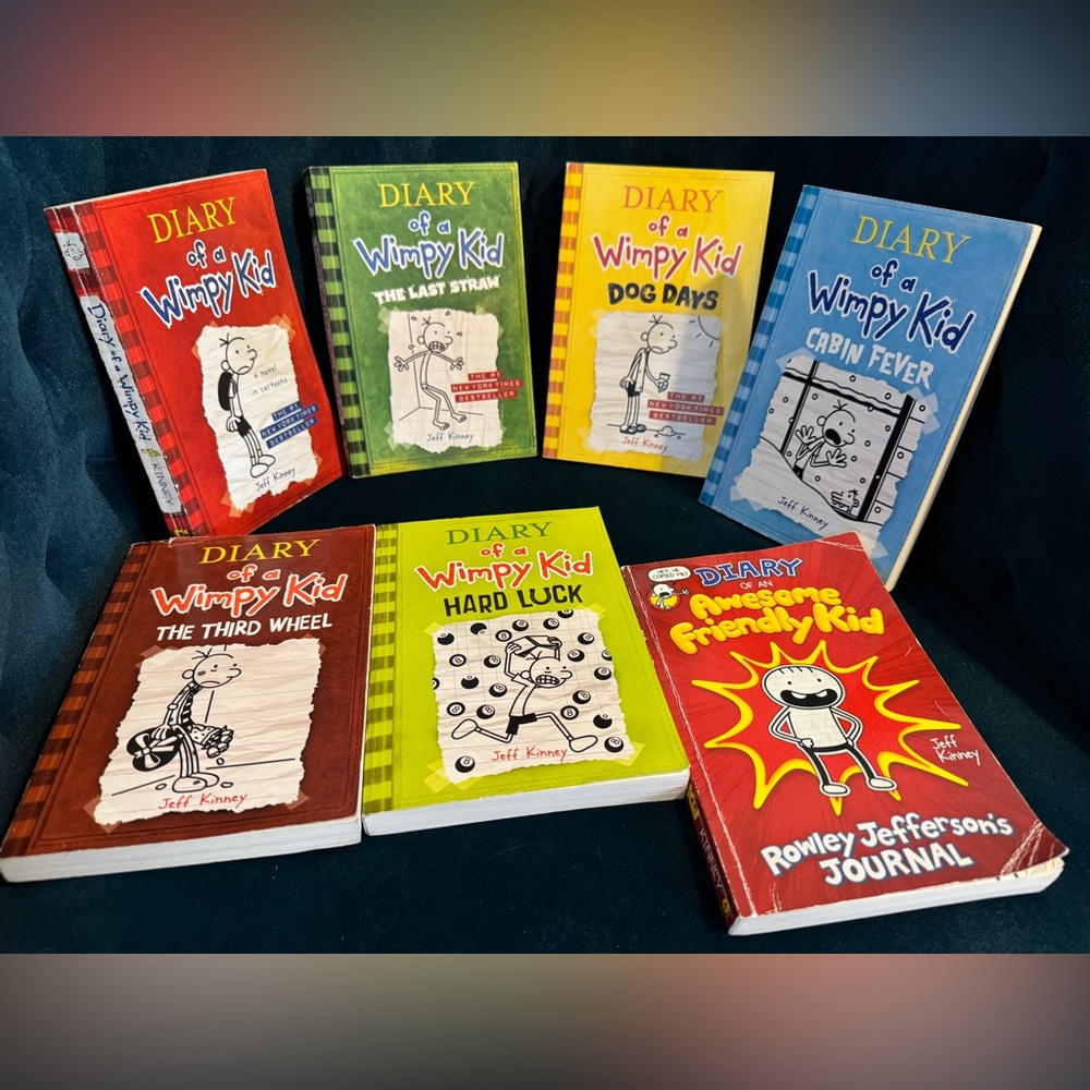 Diary of A Wimpy Kid Books 1, 3-4, 6-8 + Awesome Friendly Kid by Jeff Kinney